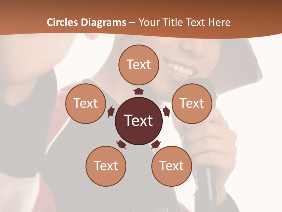 Photo Of Smiling Boy Singing A Rap Song PowerPoint Template