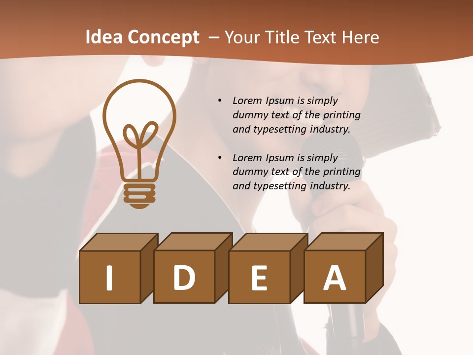 Photo Of Smiling Boy Singing A Rap Song PowerPoint Template