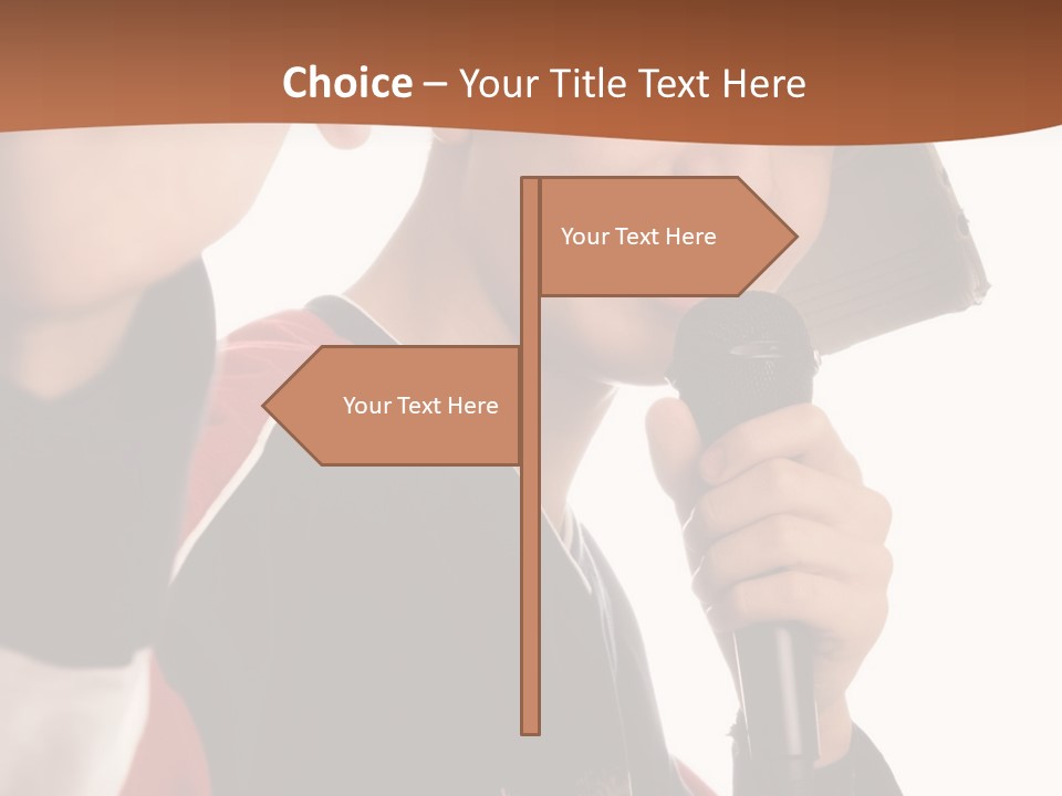 Photo Of Smiling Boy Singing A Rap Song PowerPoint Template