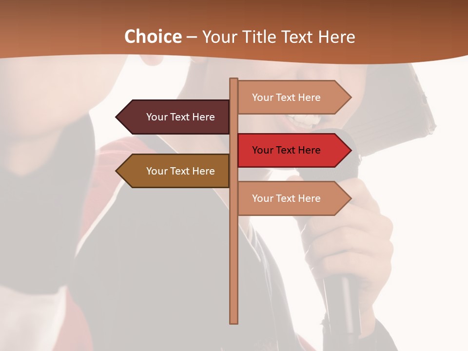 Photo Of Smiling Boy Singing A Rap Song PowerPoint Template