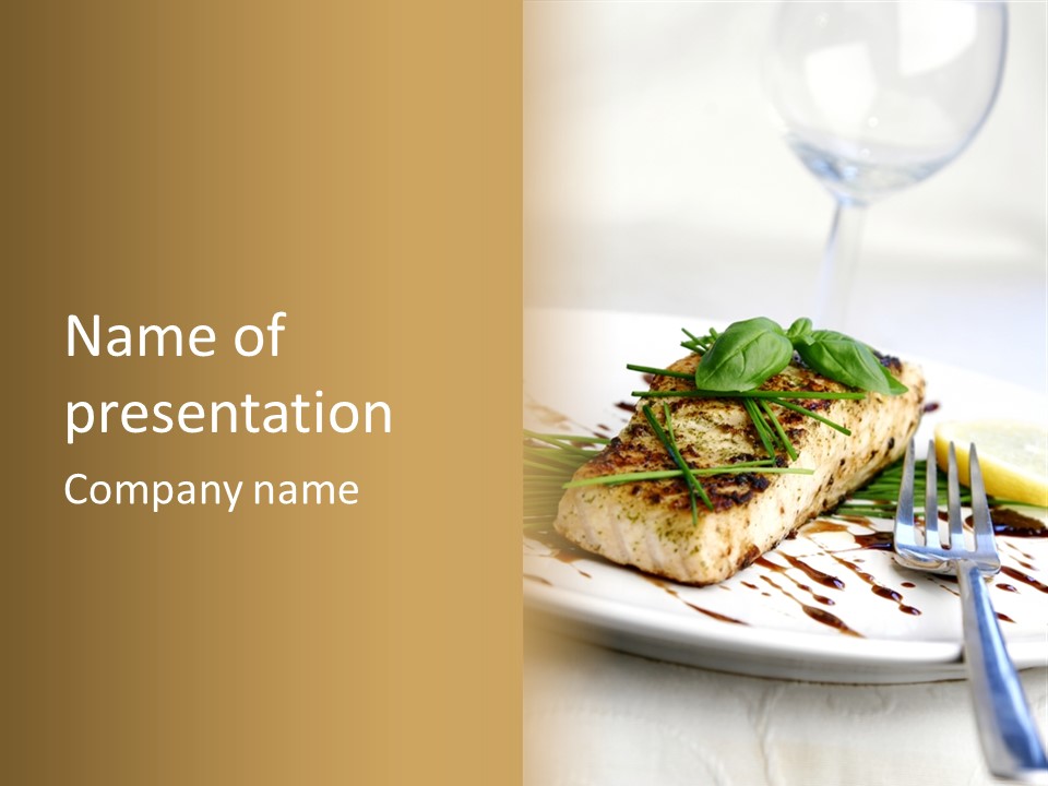 Salmon Dish With Chive And Basil PowerPoint Template