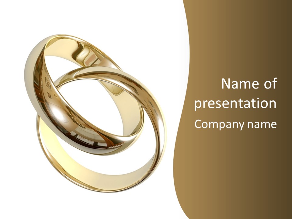 Two Wedding Ring On A Grey Background 3D PowerPoint Template