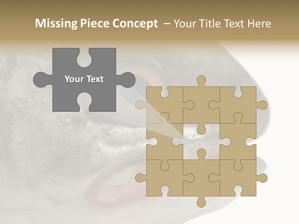 Real Macro Of Fish Head Isolated On White PowerPoint Template