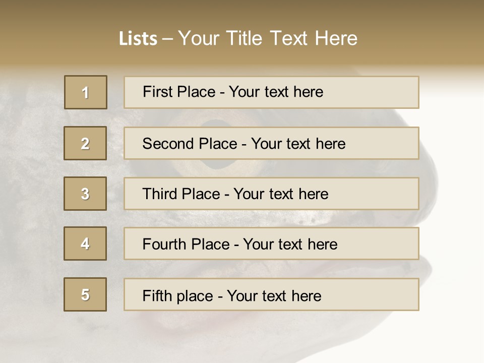 Real Macro Of Fish Head Isolated On White PowerPoint Template