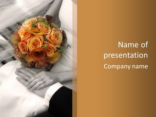 Wedding - Hands - Rings - Flowers - Sepia PowerPoint Template