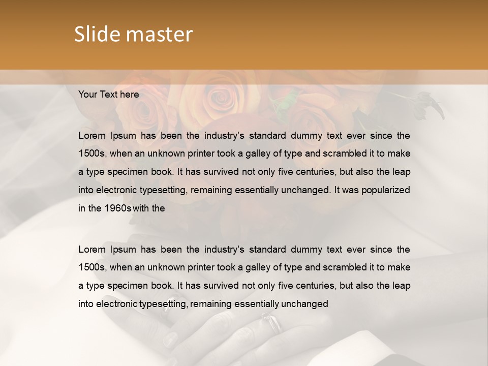 Wedding - Hands - Rings - Flowers - Sepia PowerPoint Template