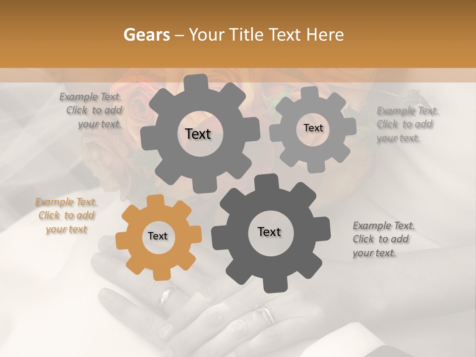 Wedding - Hands - Rings - Flowers - Sepia PowerPoint Template