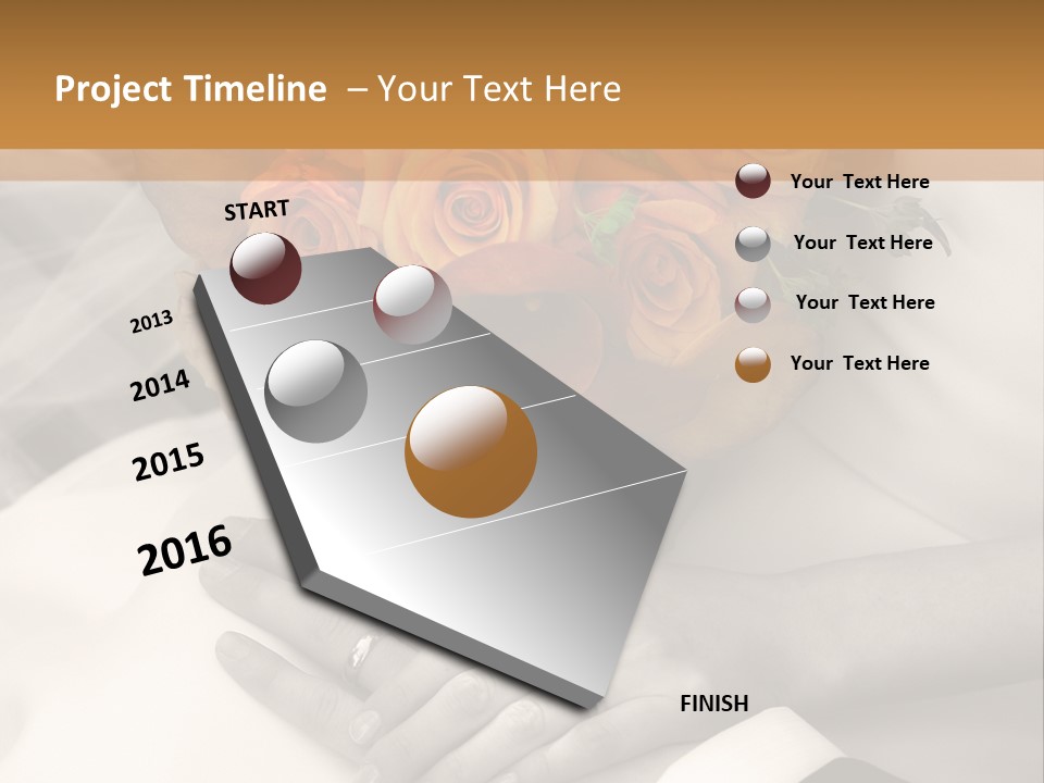 Wedding - Hands - Rings - Flowers - Sepia PowerPoint Template