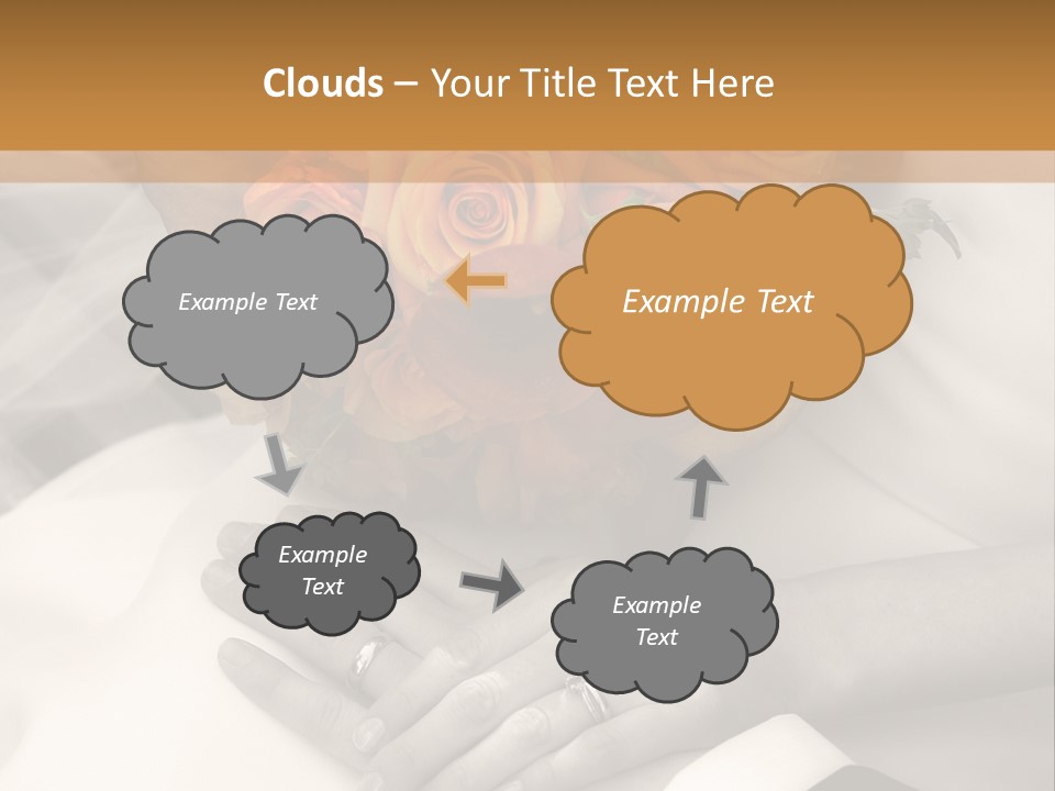 Wedding - Hands - Rings - Flowers - Sepia PowerPoint Template
