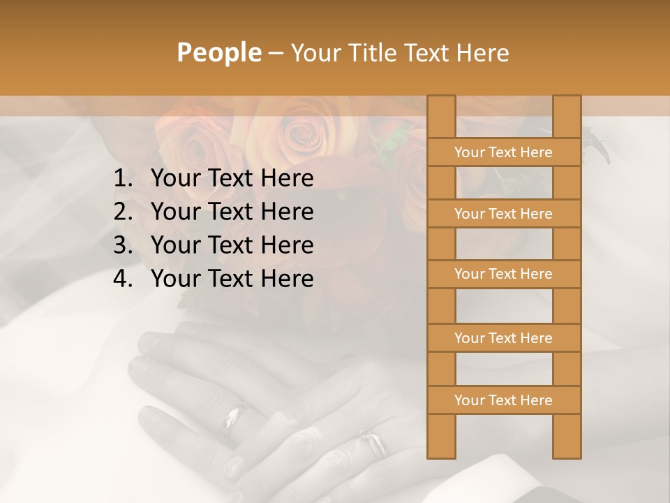 Wedding - Hands - Rings - Flowers - Sepia PowerPoint Template