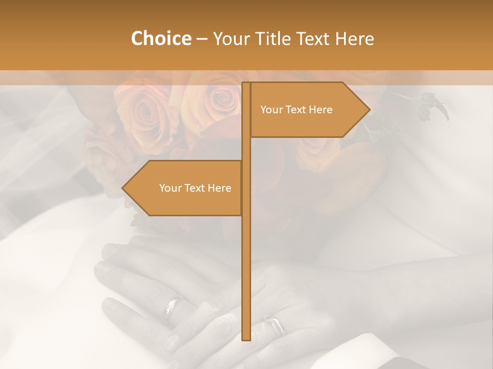Wedding - Hands - Rings - Flowers - Sepia PowerPoint Template