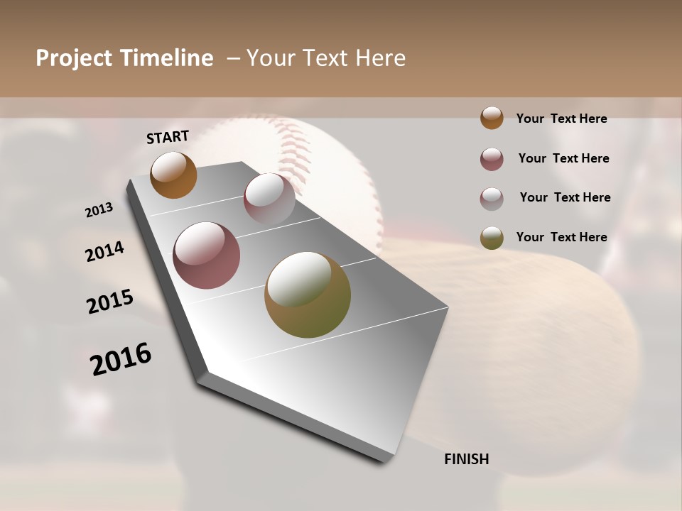 Baseball Player Makes Contact With The Ball And Bat PowerPoint Template