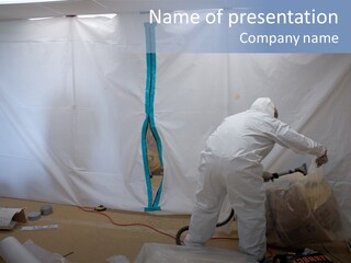 A Man In White Coveralls Painting A Wall PowerPoint Template