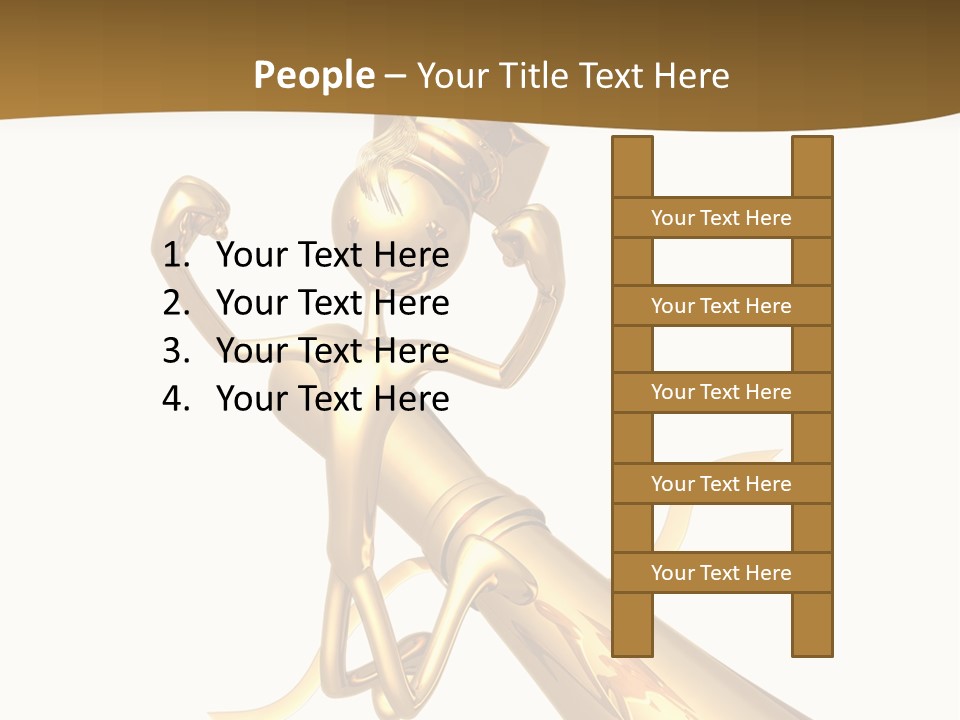 Golden Grad Jumping For Joy Graduation Concept With Diploma PowerPoint Template