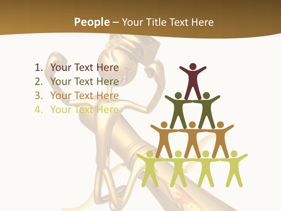 Golden Grad Jumping For Joy Graduation Concept With Diploma PowerPoint Template