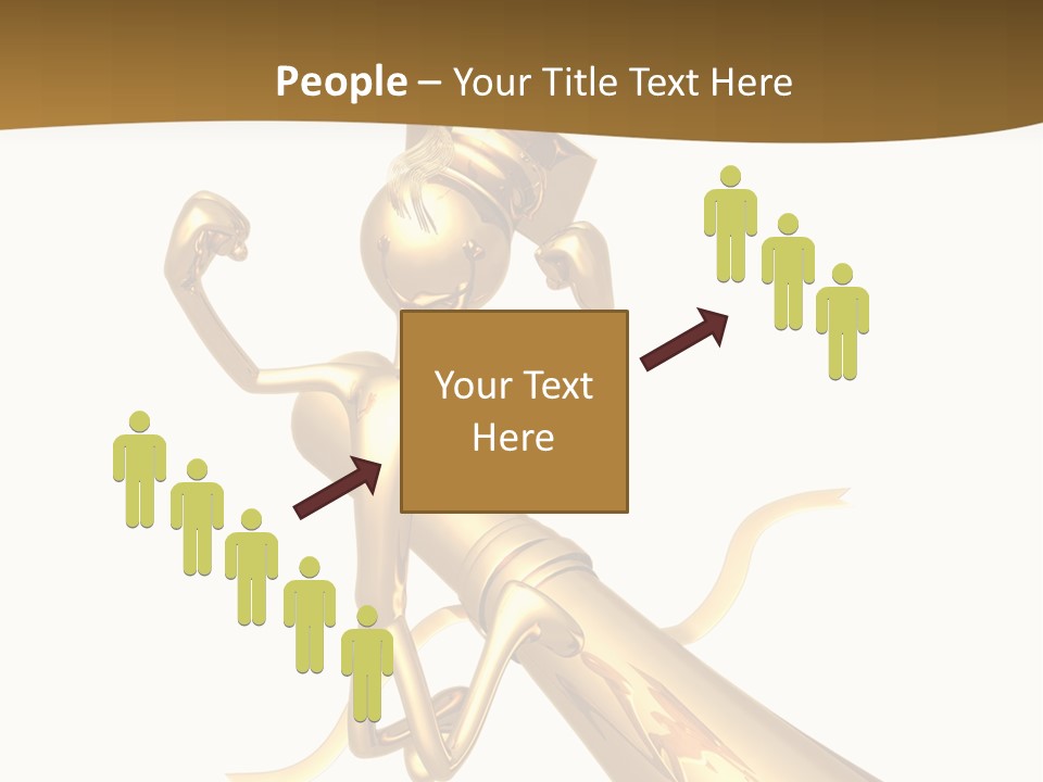 Golden Grad Jumping For Joy Graduation Concept With Diploma PowerPoint Template