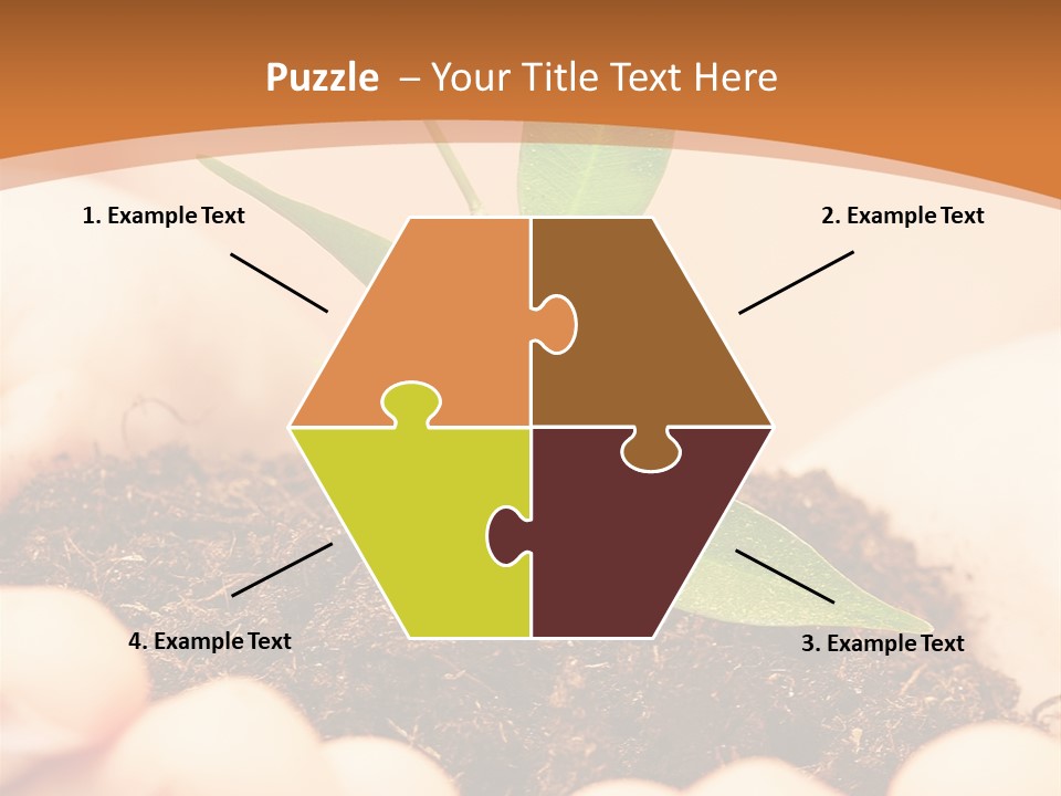 Hands Of The Child With A Young Plant. PowerPoint Template