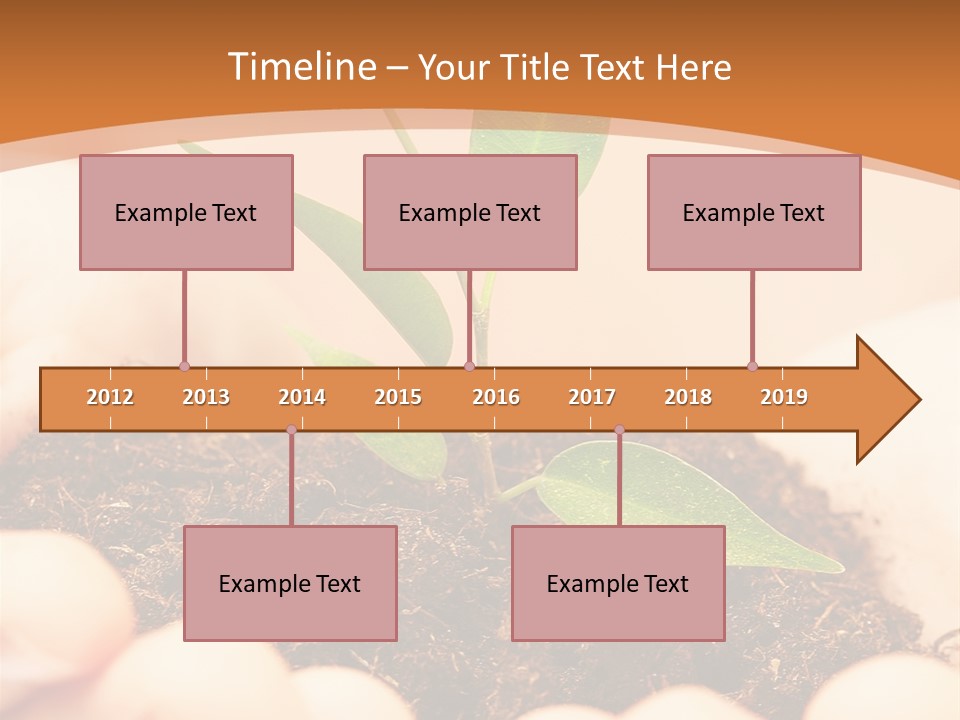 Hands Of The Child With A Young Plant. PowerPoint Template