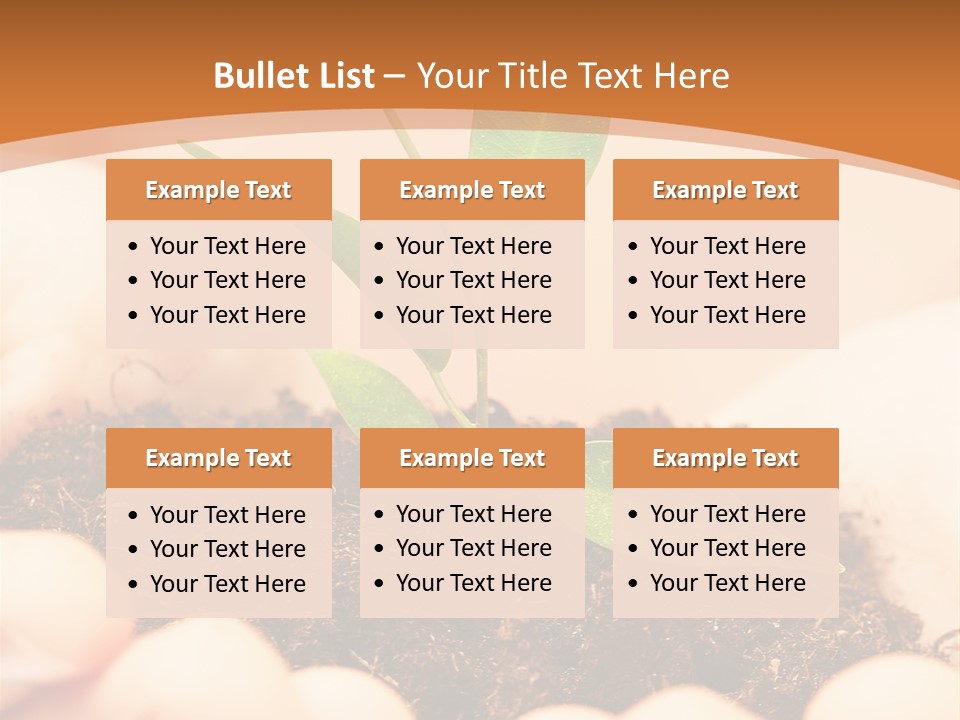 Hands Of The Child With A Young Plant. PowerPoint Template