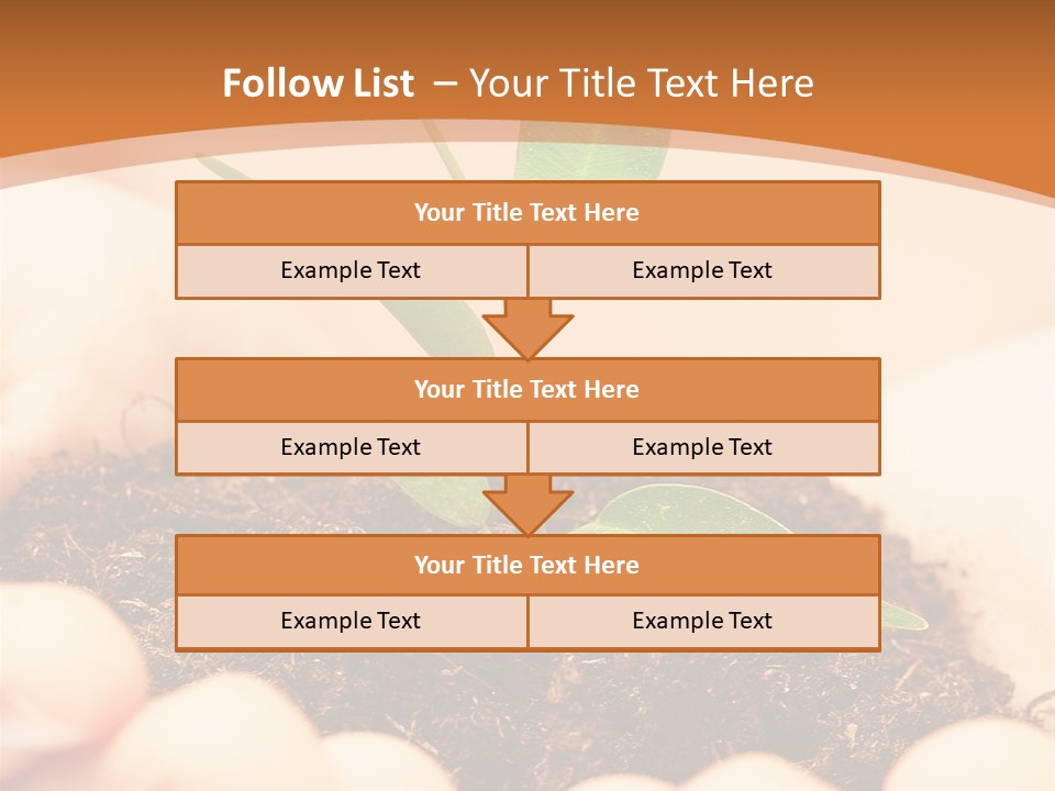 Hands Of The Child With A Young Plant. PowerPoint Template