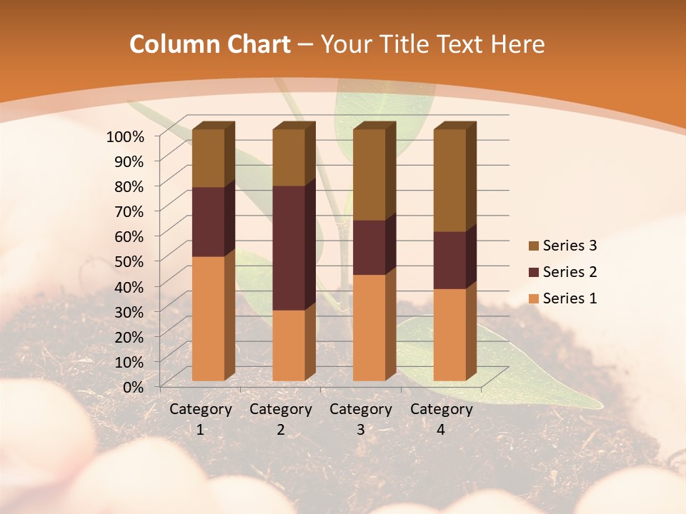 Hands Of The Child With A Young Plant. PowerPoint Template
