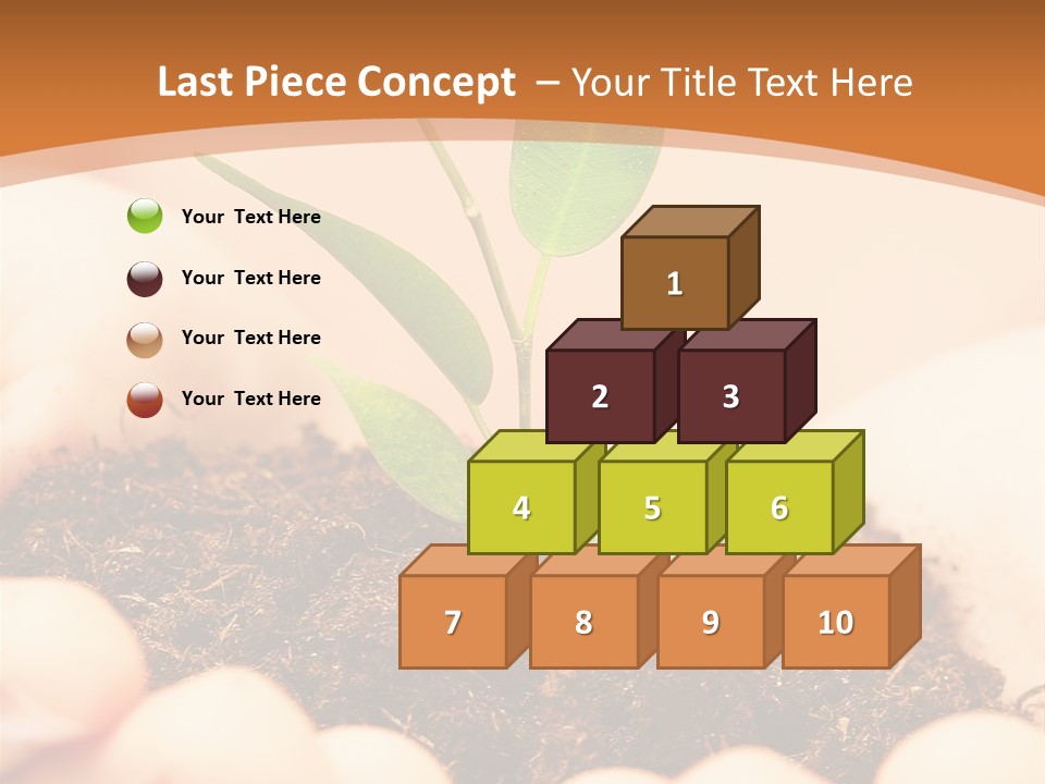 Hands Of The Child With A Young Plant. PowerPoint Template