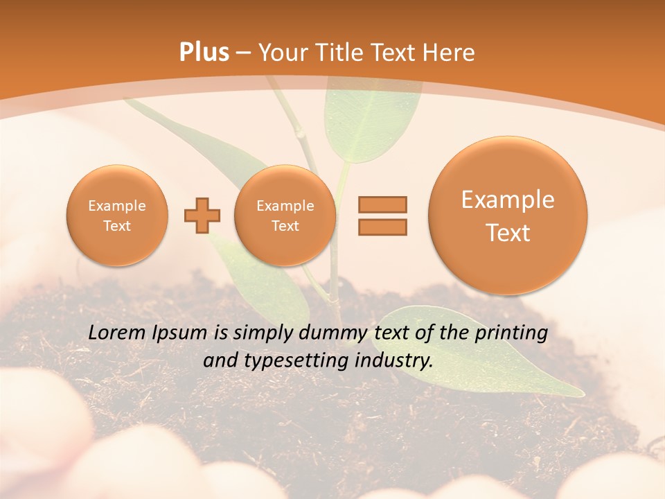 Hands Of The Child With A Young Plant. PowerPoint Template