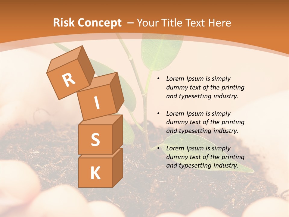 Hands Of The Child With A Young Plant. PowerPoint Template