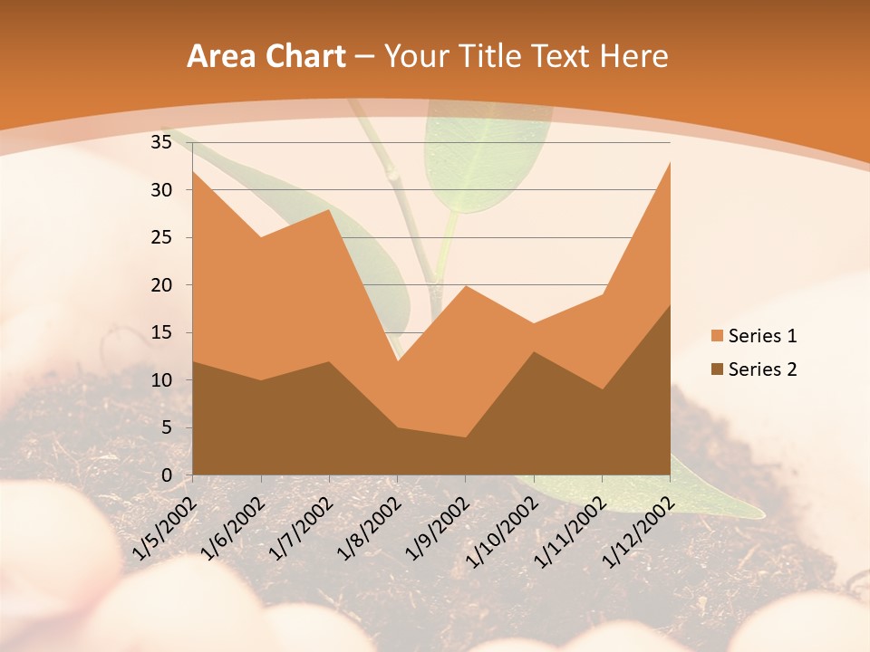 Hands Of The Child With A Young Plant. PowerPoint Template