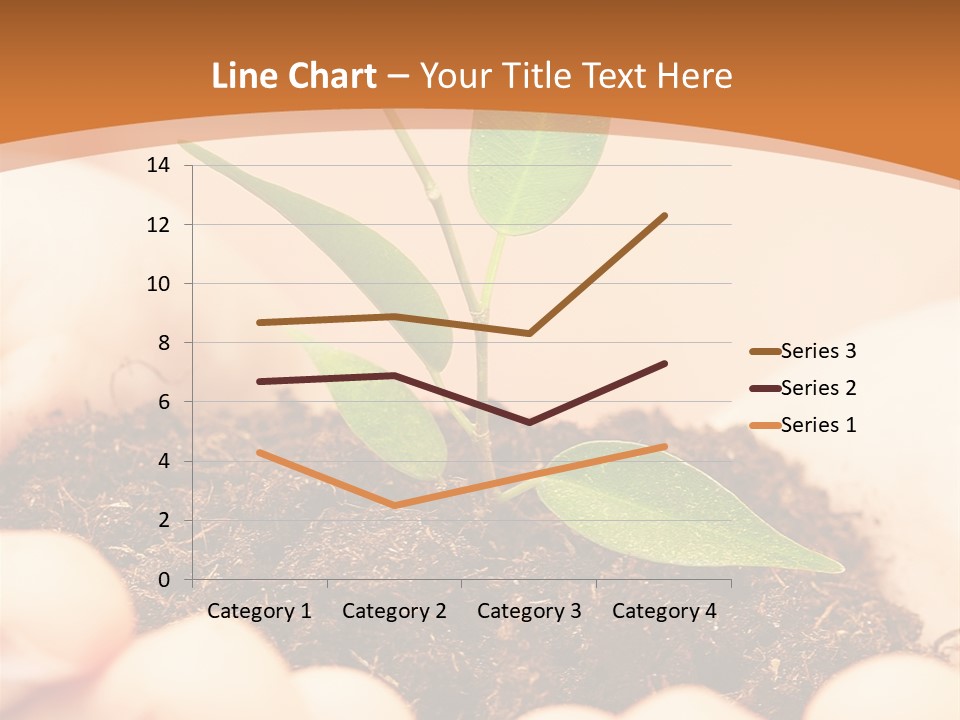Hands Of The Child With A Young Plant. PowerPoint Template