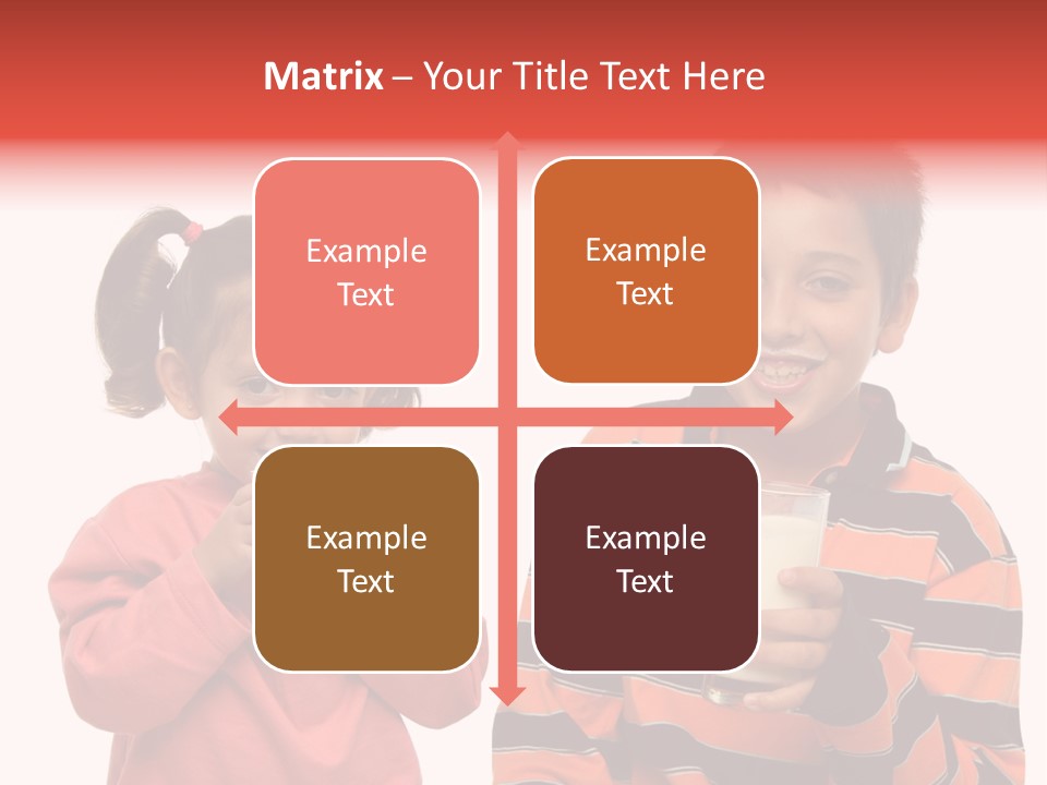Two Children Are Drinking Milk From A Glass PowerPoint Template