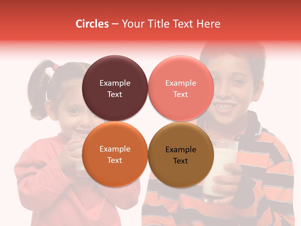 Two Children Are Drinking Milk From A Glass PowerPoint Template