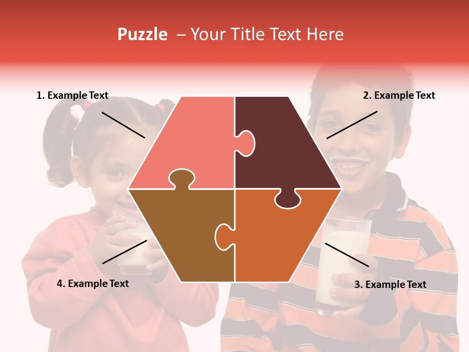 Two Children Are Drinking Milk From A Glass PowerPoint Template