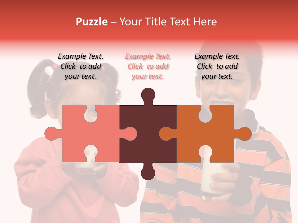 Two Children Are Drinking Milk From A Glass PowerPoint Template