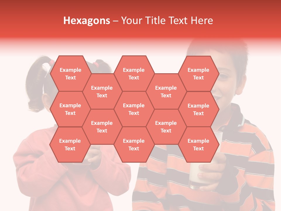 Two Children Are Drinking Milk From A Glass PowerPoint Template