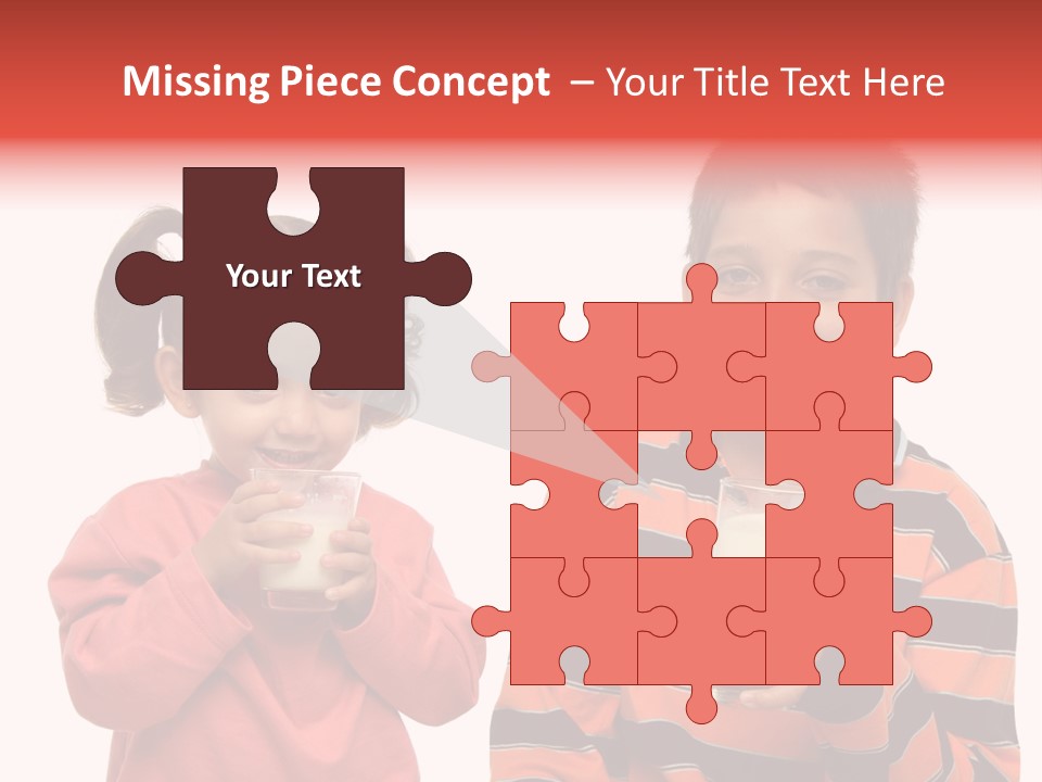 Two Children Are Drinking Milk From A Glass PowerPoint Template