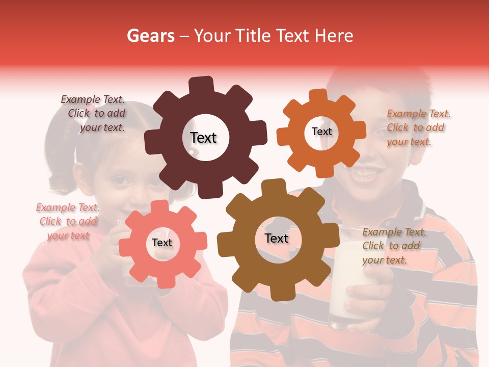 Two Children Are Drinking Milk From A Glass PowerPoint Template