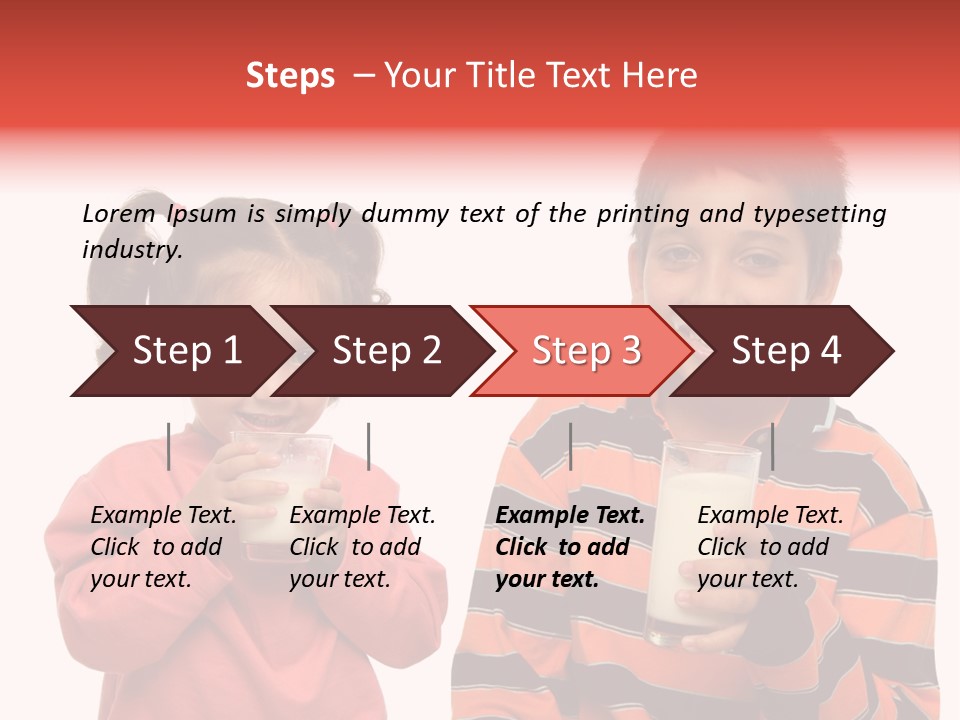 Two Children Are Drinking Milk From A Glass PowerPoint Template