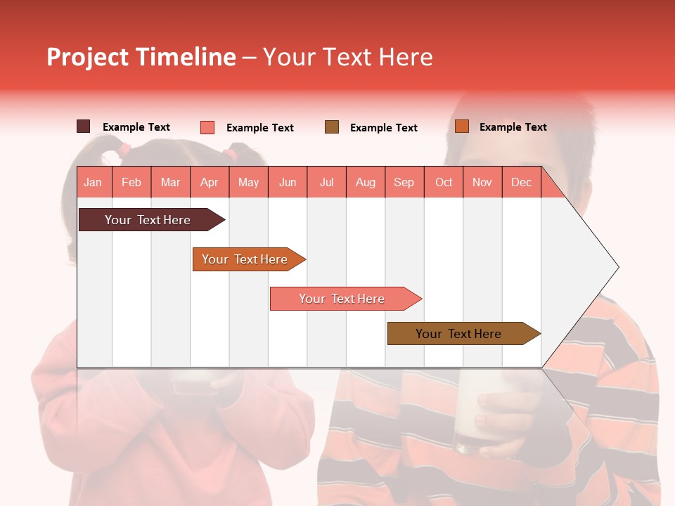 Two Children Are Drinking Milk From A Glass PowerPoint Template