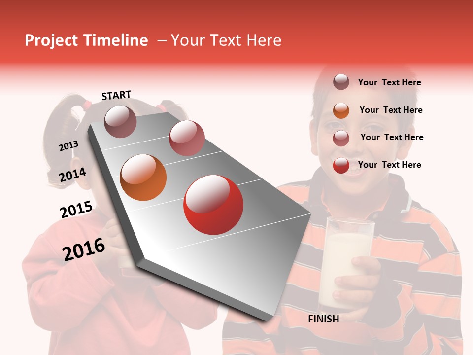 Two Children Are Drinking Milk From A Glass PowerPoint Template