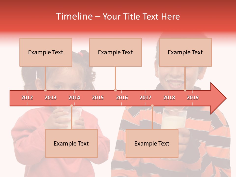 Two Children Are Drinking Milk From A Glass PowerPoint Template