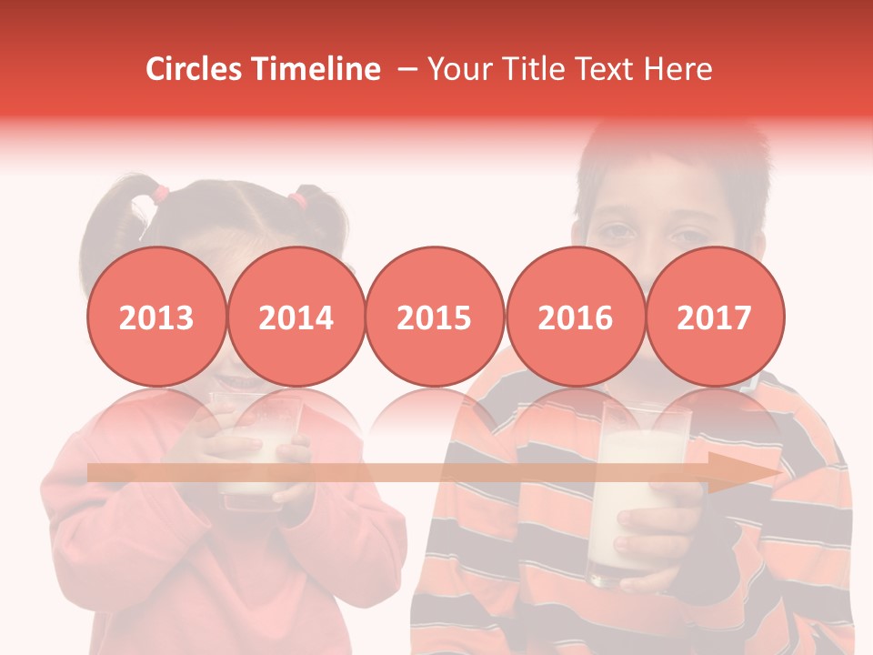 Two Children Are Drinking Milk From A Glass PowerPoint Template