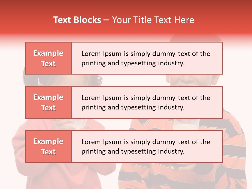 Two Children Are Drinking Milk From A Glass PowerPoint Template