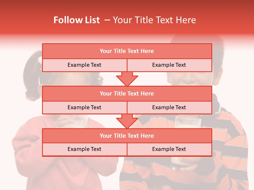 Two Children Are Drinking Milk From A Glass PowerPoint Template
