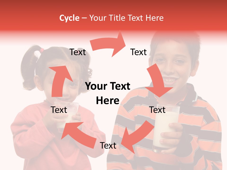 Two Children Are Drinking Milk From A Glass PowerPoint Template