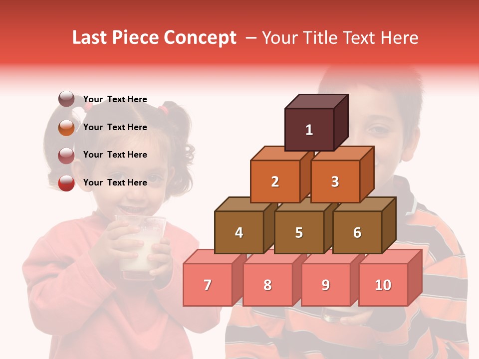 Two Children Are Drinking Milk From A Glass PowerPoint Template