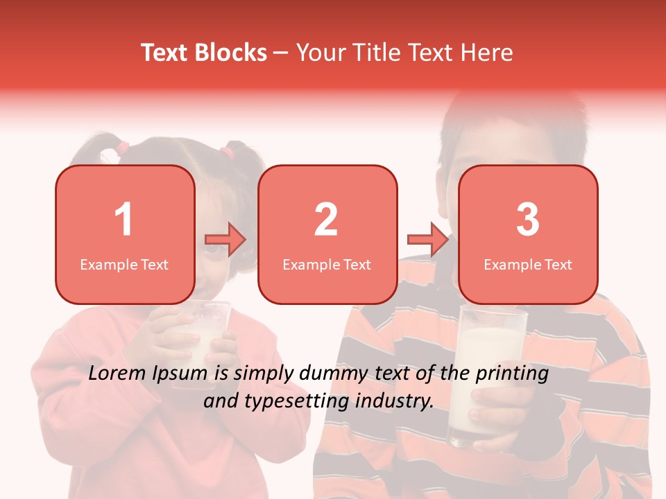 Two Children Are Drinking Milk From A Glass PowerPoint Template