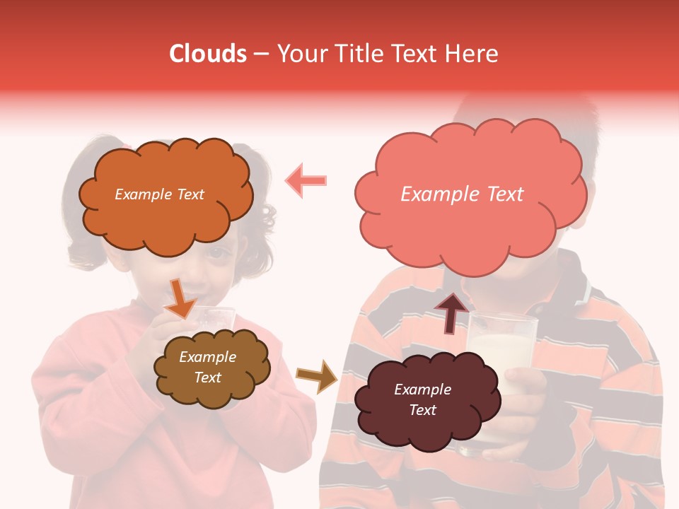 Two Children Are Drinking Milk From A Glass PowerPoint Template