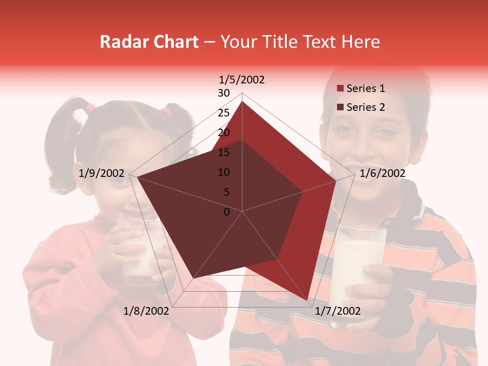 Two Children Are Drinking Milk From A Glass PowerPoint Template