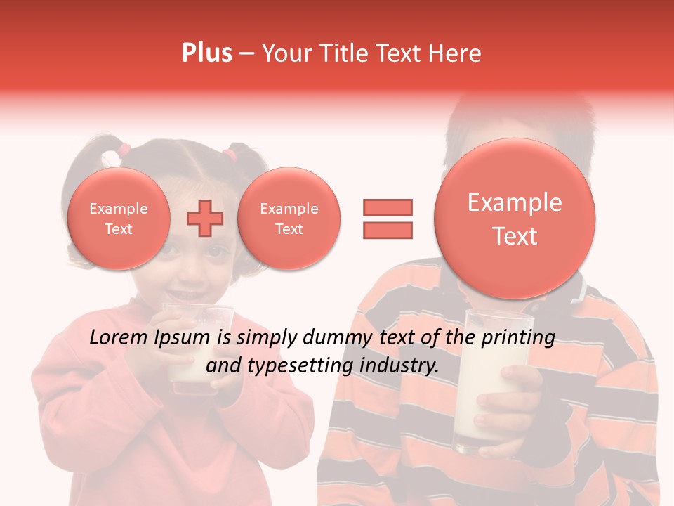 Two Children Are Drinking Milk From A Glass PowerPoint Template